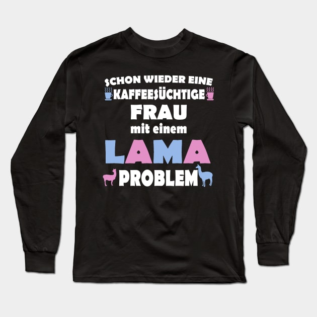 Lama Kaffee Frau Alpaka Geschenkidee Long Sleeve T-Shirt by FindYourFavouriteDesign